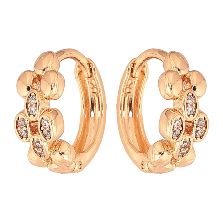 Серьги Xuping цвет Позолота 18К колечки "Узор с кристаллами" фото №11