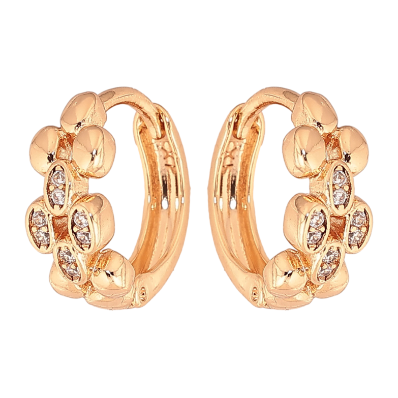 Серьги Xuping цвет Позолота 18К колечки "Узор с кристаллами" фото №1