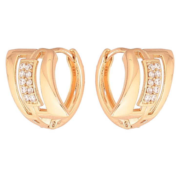 Серьги Xuping цвет Позолота 18К колечки "Узор с кристаллами" фото №8