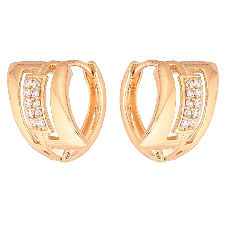 Серьги Xuping цвет Позолота 18К колечки "Узор с кристаллами" фото №1