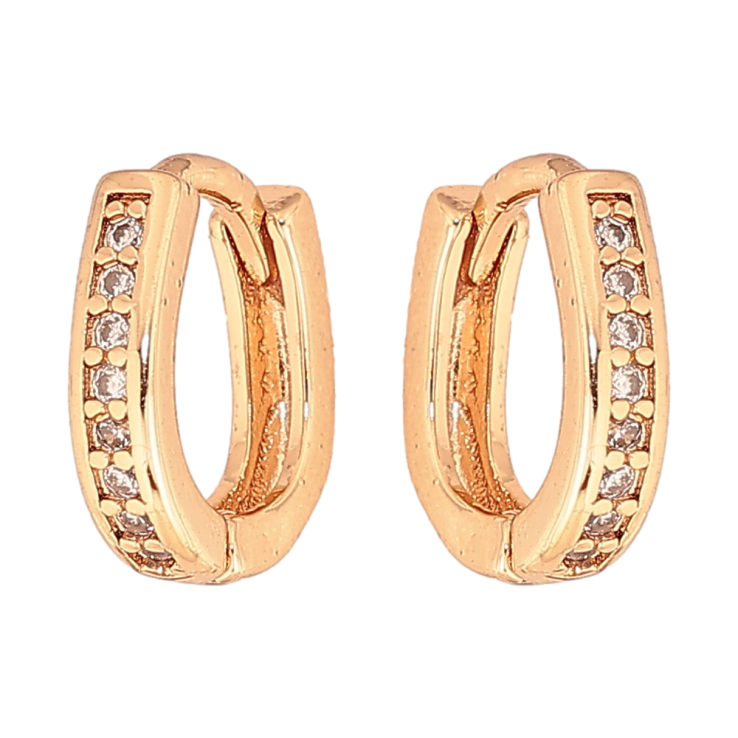 Серьги Xuping цвет Позолота 18К колечки "Дорожки кристаллов" фото №6