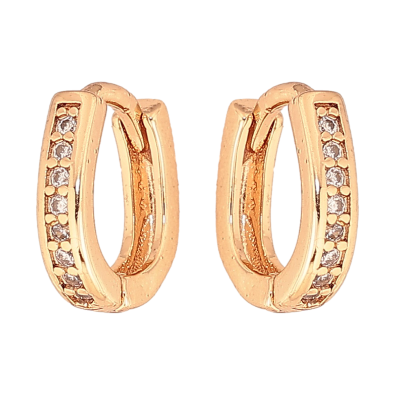 Серьги Xuping цвет Позолота 18К колечки "Дорожки кристаллов" фото №1