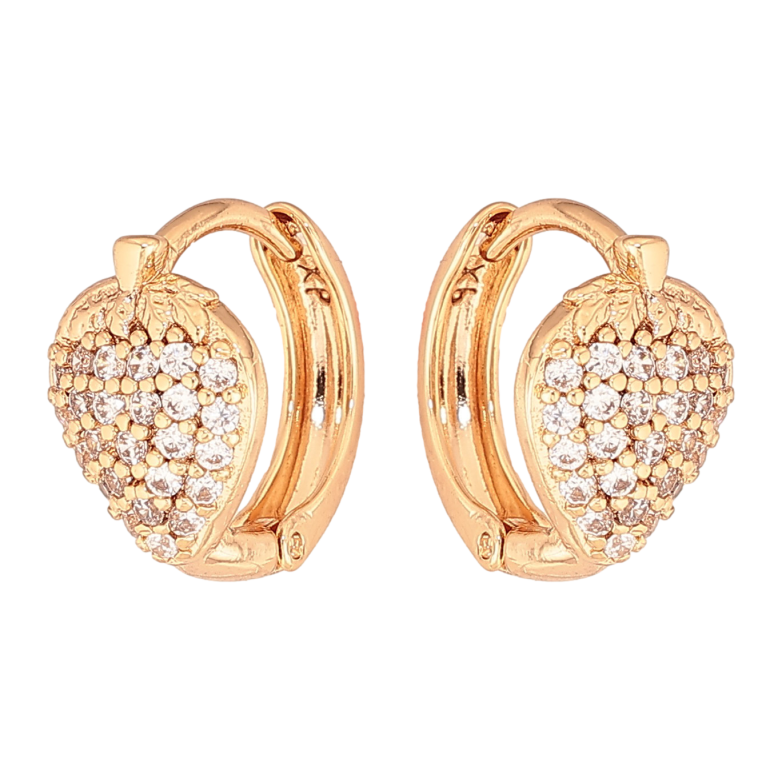 Сережки Xuping колір Позолота 18К колечка "Полунички з кристалами" фото №1 Сережки Xuping колір Позолота 18К колечка "Полунички з кристалами" фото №1