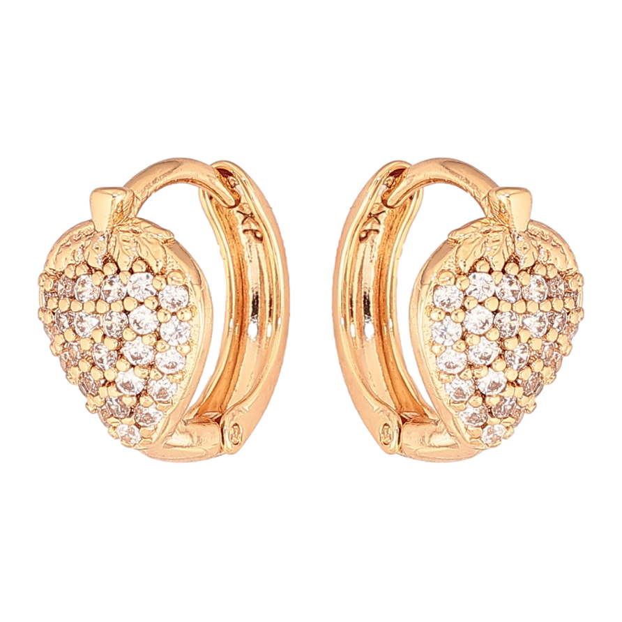 Серьги Xuping цвет Позолота 18К колечки "Клубнички с кристаллами" фото №1 Серьги Xuping цвет Позолота 18К колечки "Клубнички с кристаллами" фото №1