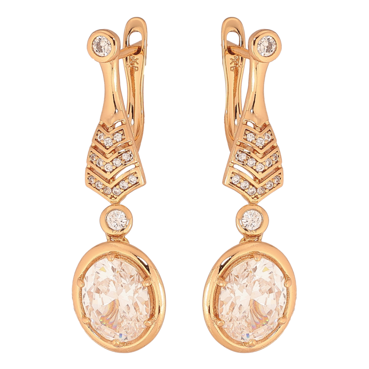 Серьги Xuping цвет Позолота 18К английський замок "Кристальные подвески" фото №23