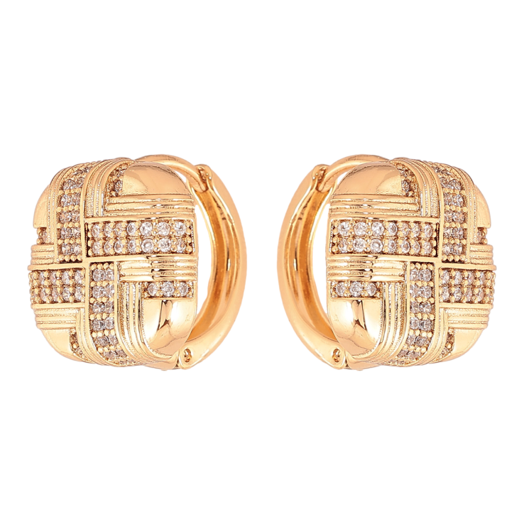 Сережки Xuping колір Позолота 18К колечка "Візерунок з кристалами" фото №22 Сережки Xuping колір Позолота 18К колечка "Візерунок з кристалами" фото №22