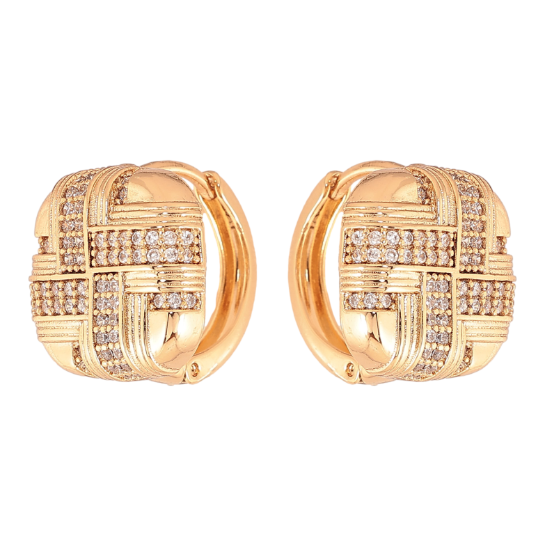 Сережки Xuping колір Позолота 18К колечка "Візерунок з кристалами" фото №1