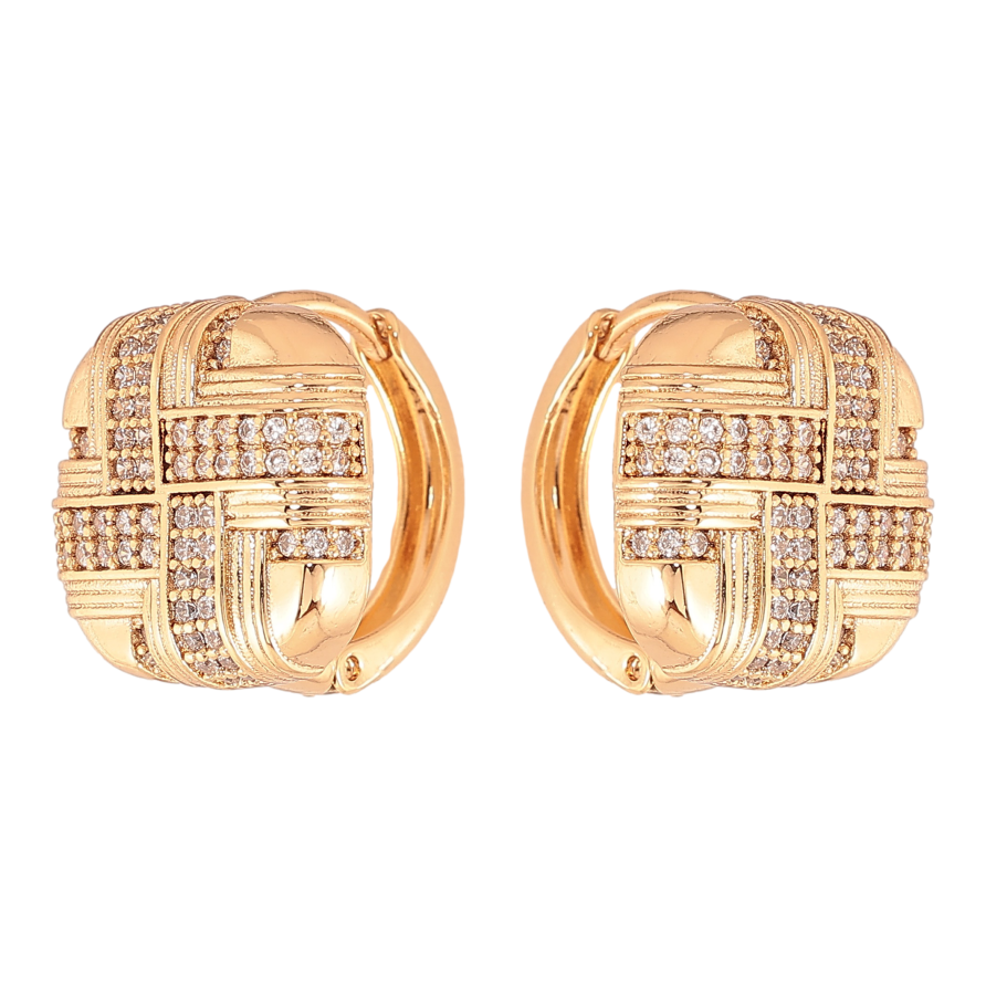 Сережки Xuping колір Позолота 18К колечка "Візерунок з кристалами" фото №1