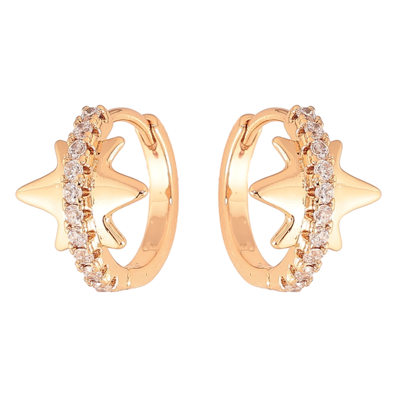 Сережки Xuping колір Позолота 18К колечка "Візерунок з кристалами" фото №1