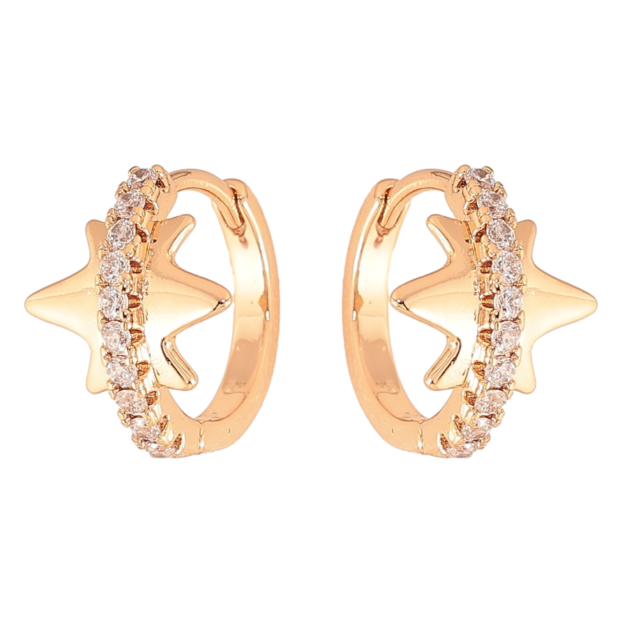 Сережки Xuping колір Позолота 18К колечка "Візерунок з кристалами" фото №1