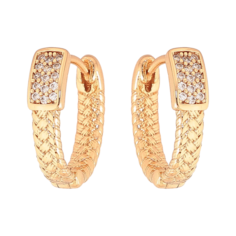 Сережки Xuping колір Позолота 18К колечка "Візерунок з кристалами" фото №1