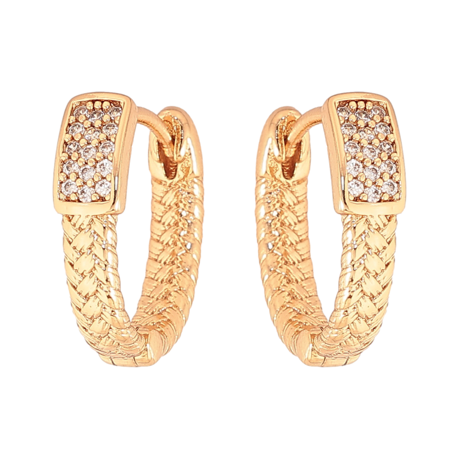 Сережки Xuping колір Позолота 18К колечка "Візерунок з кристалами" фото №1