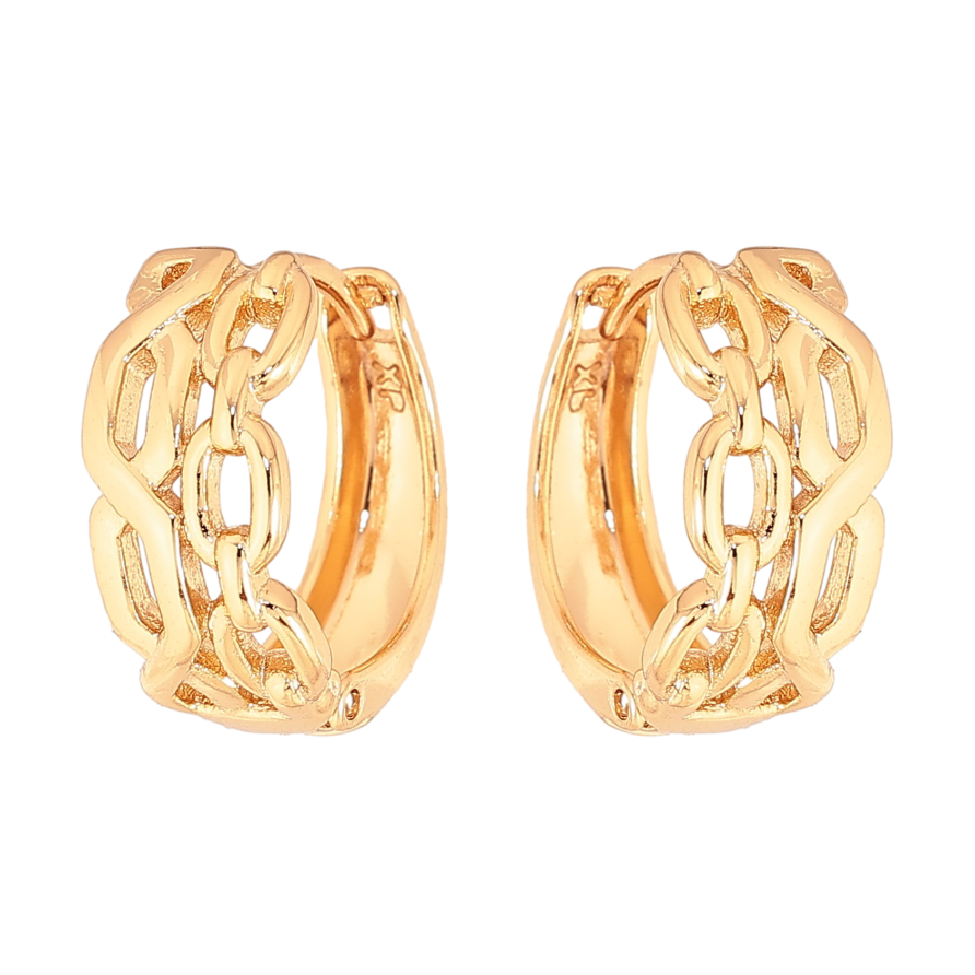 Сережки Xuping колір Позолота 18К колечка "Декоративний візерунок" фото №1