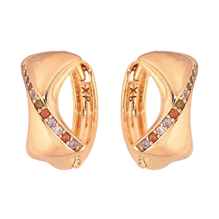 Серьги Xuping цвет Позолота 18К колечки "Узор с разноцветными кристаллами" фото №1 Серьги Xuping цвет Позолота 18К колечки "Узор с разноцветными кристаллами" фото №1
