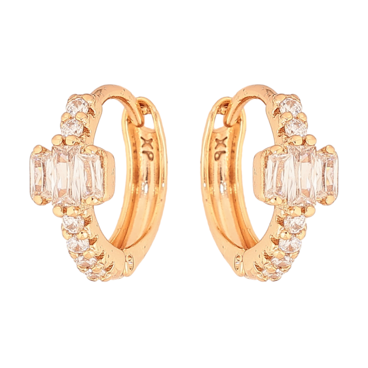 Серьги Xuping цвет Позолота 18К колечки "Узор с кристаллами" фото №25