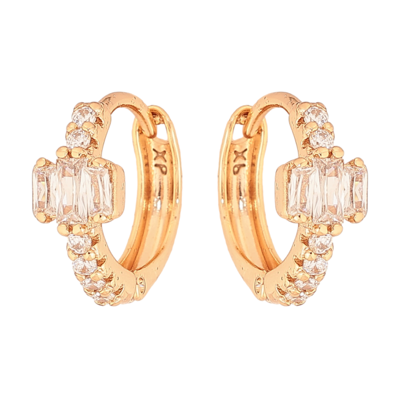 Сережки Xuping колір Позолота 18К колечка "Візерунок з кристалами" фото №1 Сережки Xuping колір Позолота 18К колечка "Візерунок з кристалами" фото №1