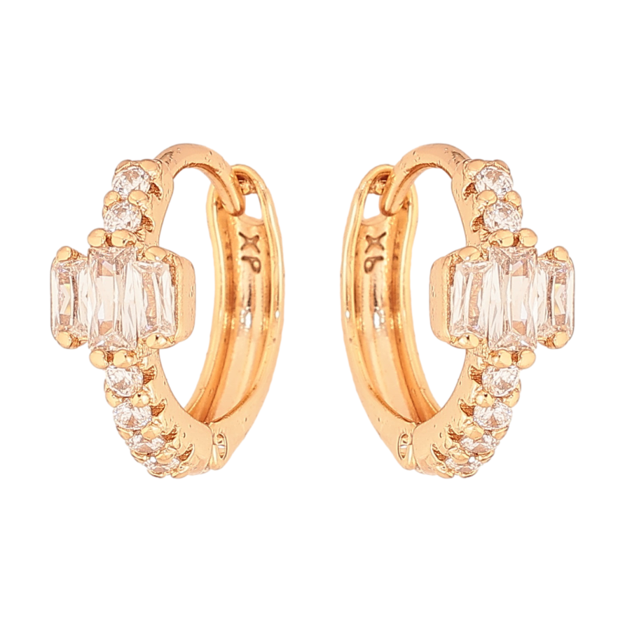 Серьги Xuping цвет Позолота 18К колечки "Узор с кристаллами" фото №1 Серьги Xuping цвет Позолота 18К колечки "Узор с кристаллами" фото №1