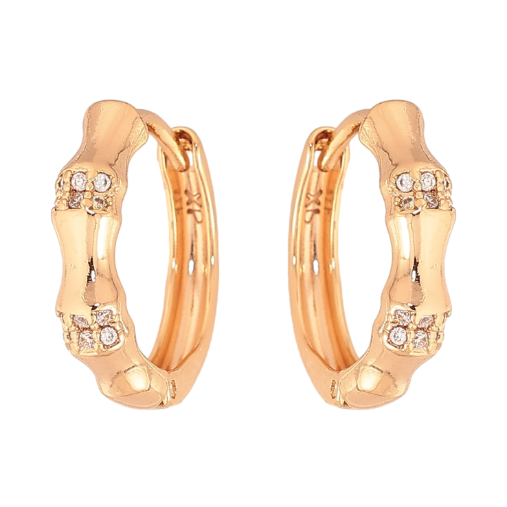 Сережки Xuping колір Позолота 18К колечка "Візерунок з кристалами" фото №2