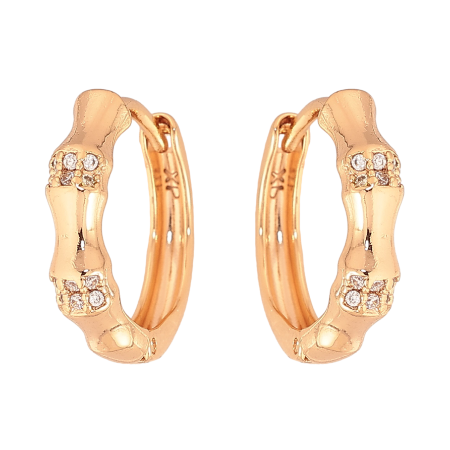 Сережки Xuping колір Позолота 18К колечка "Візерунок з кристалами" фото №1