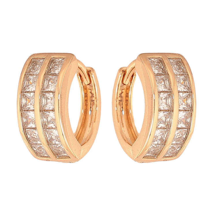 Сережки Xuping колір Позолота 18К колечка "Доріжки кристалів" фото №18