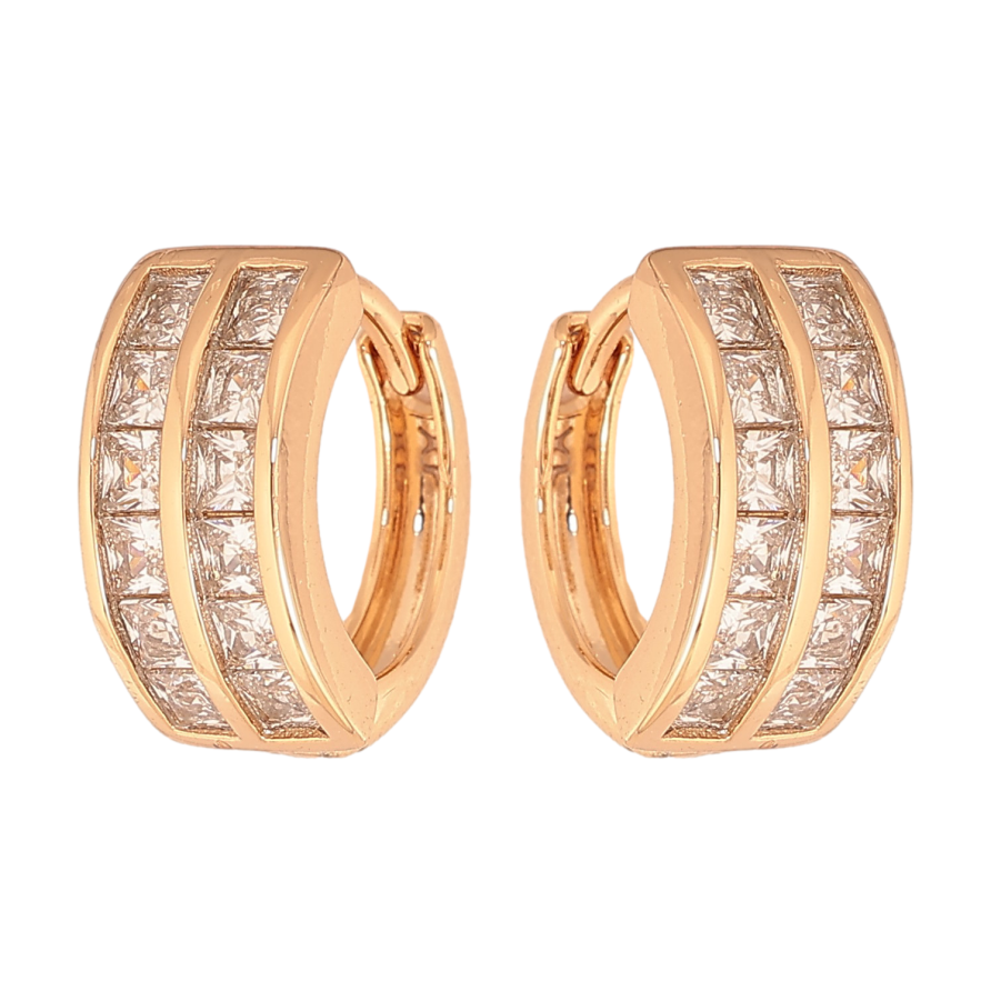 Сережки Xuping колір Позолота 18К колечка "Доріжки кристалів" фото №1