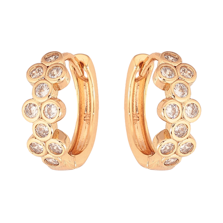 Сережки Xuping колір Позолота 18К колечка "Візерунок з кристалами" фото №14