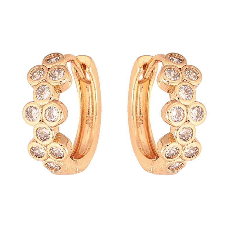 Сережки Xuping колір Позолота 18К колечка "Візерунок з кристалами" фото №1