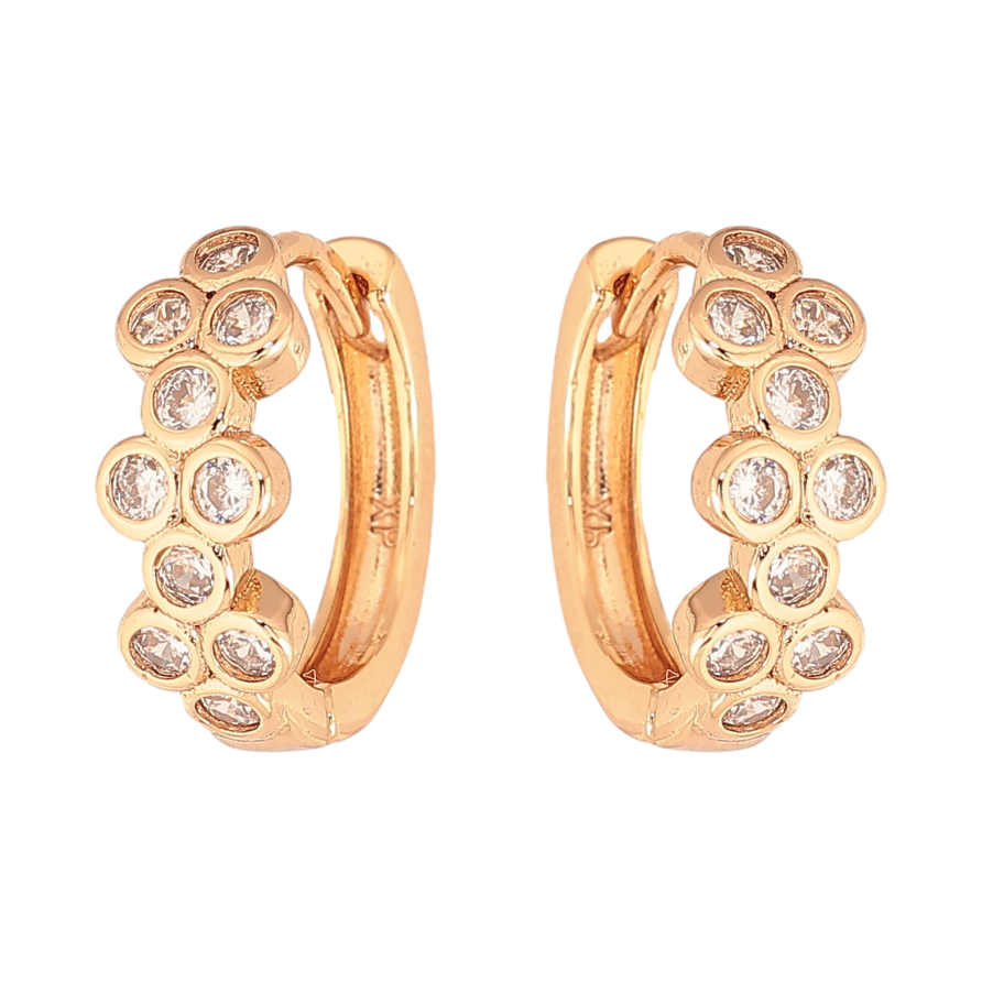 Сережки Xuping колір Позолота 18К колечка "Візерунок з кристалами" фото №1