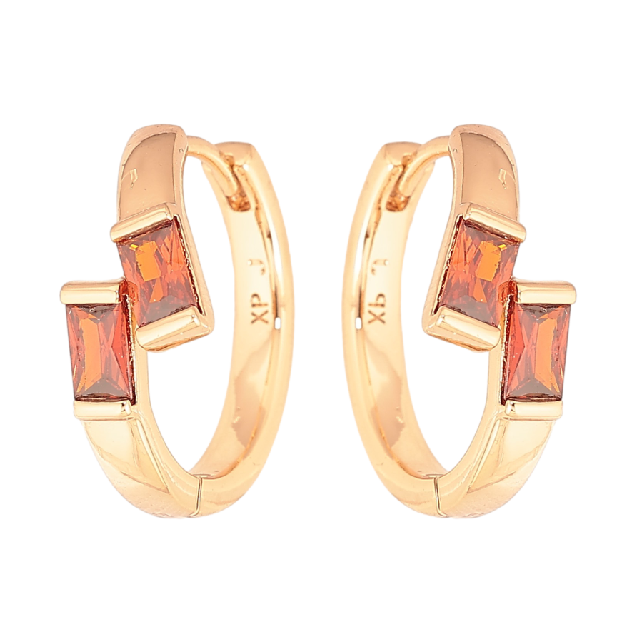 Сережки Xuping колір Позолота 18К колечка "Візерунок з червоними кристалами" фото №1