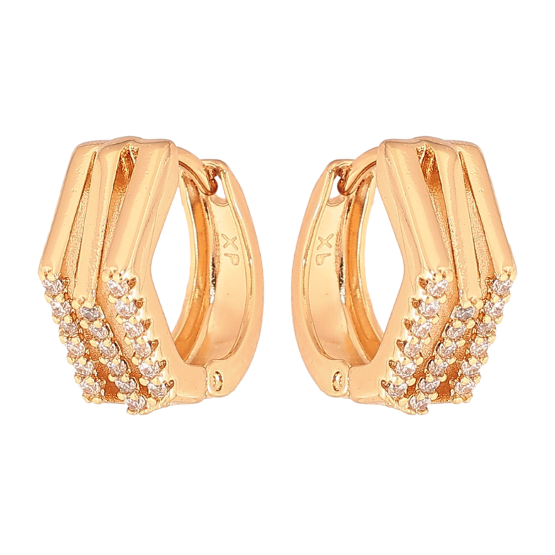 Сережки Xuping колір Позолота 18К колечка "Візерунок з кристалами" фото №1