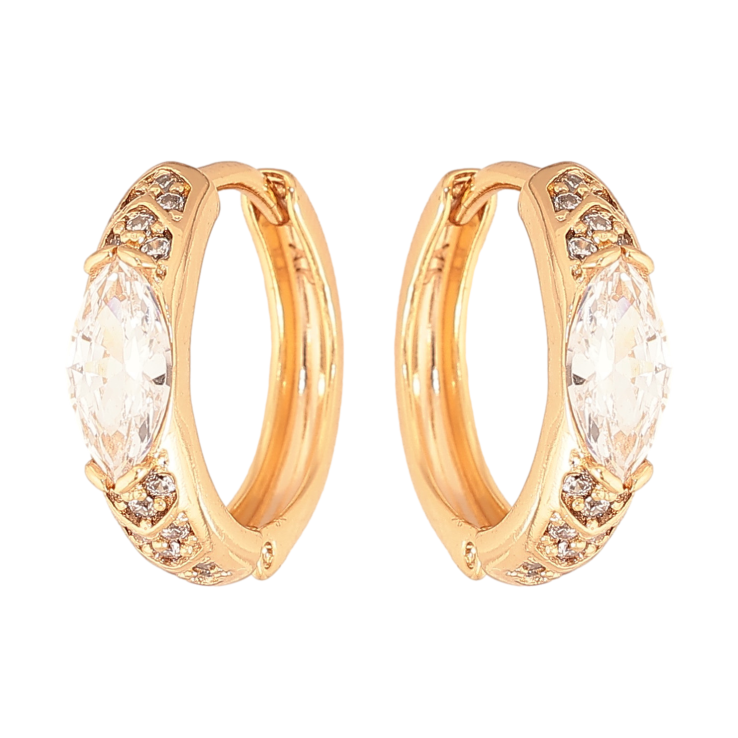 Сережки Xuping колір Позолота 18К колечка "Візерунок з кристалами" фото №5