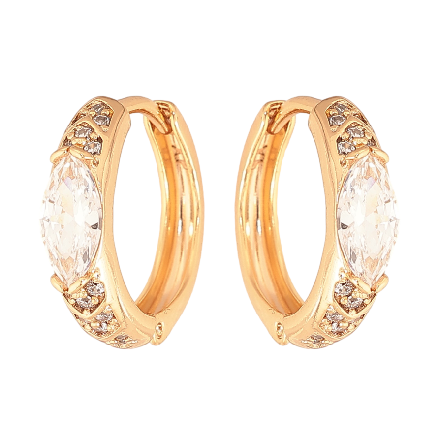 Сережки Xuping колір Позолота 18К колечка "Візерунок з кристалами" фото №1