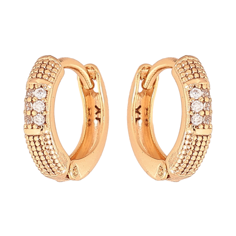 Серьги Xuping цвет Позолота 18К колечки "Узор с кристаллами" фото №1