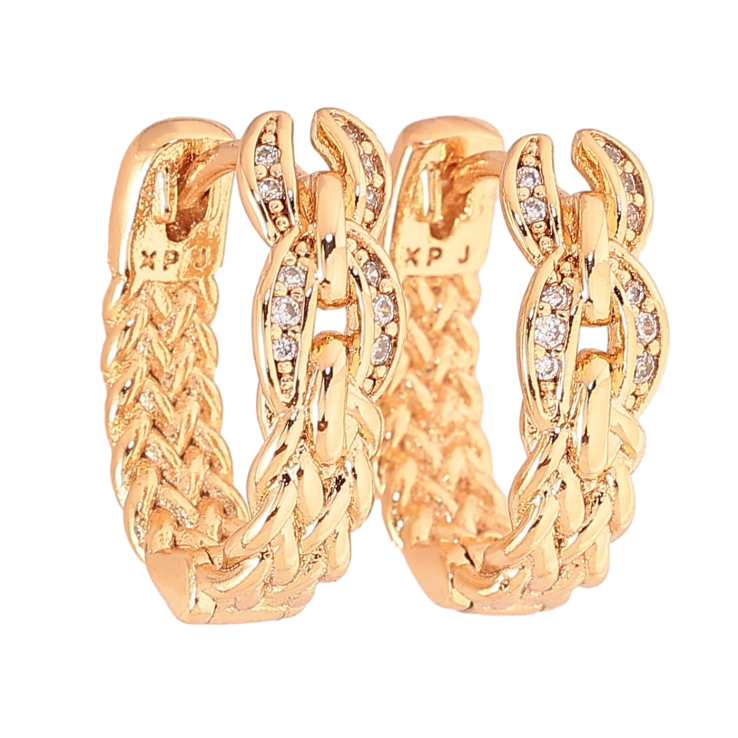 Сережки Xuping колір Позолота 18К колечка "Візерунок з кристалами" фото №14