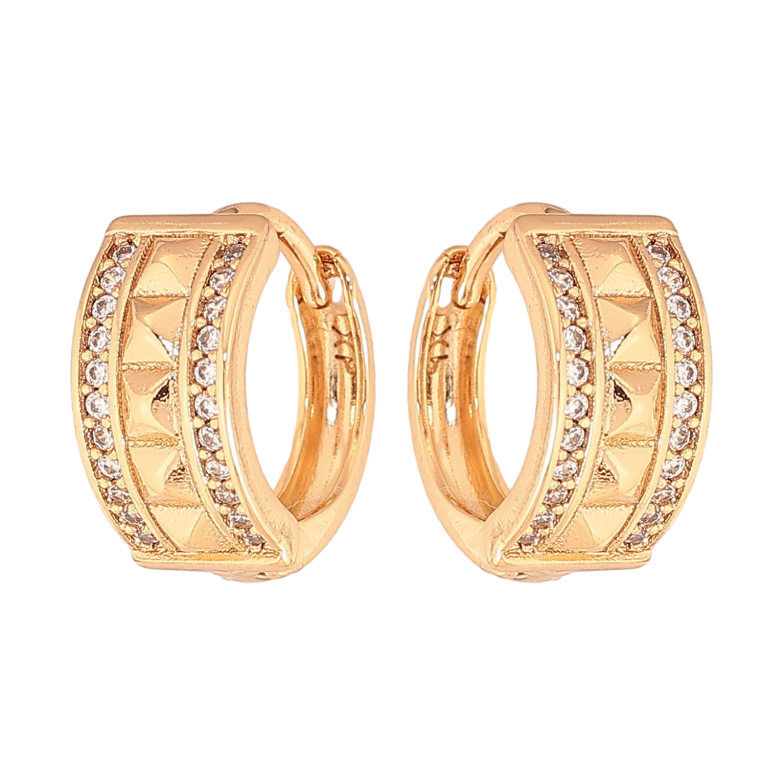 Серьги Xuping цвет Позолота 18К колечки "Узор с кристаллами" фото №1