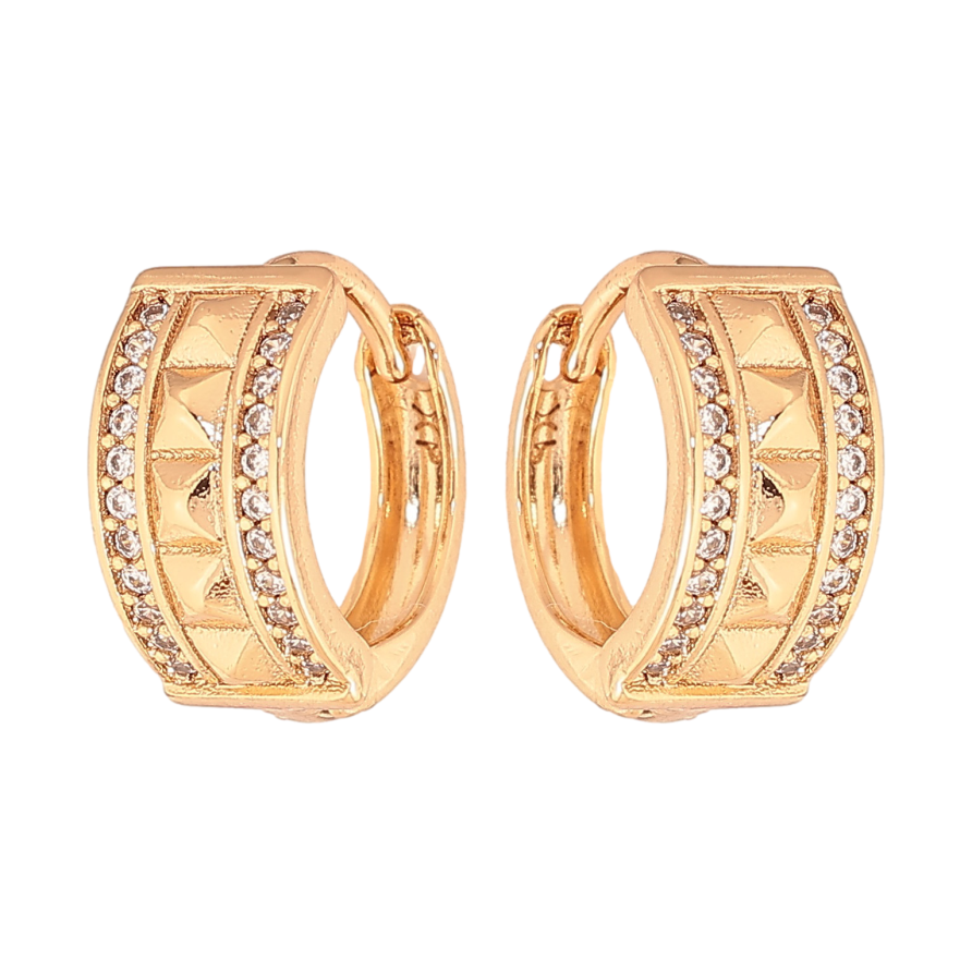 Серьги Xuping цвет Позолота 18К колечки "Узор с кристаллами" фото №1