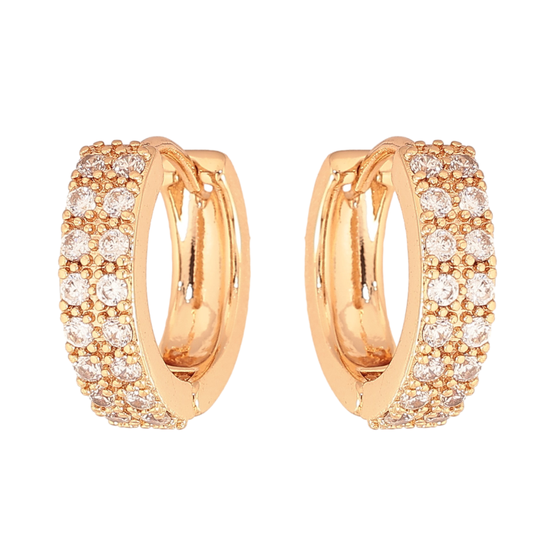 Серьги Xuping цвет Позолота 18К колечки "Инкрустация кристаллами" фото №1