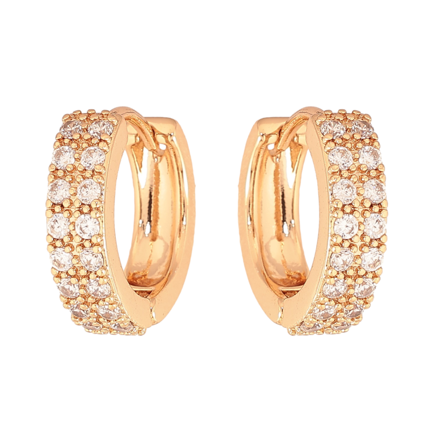 Серьги Xuping цвет Позолота 18К колечки "Инкрустация кристаллами" фото №1