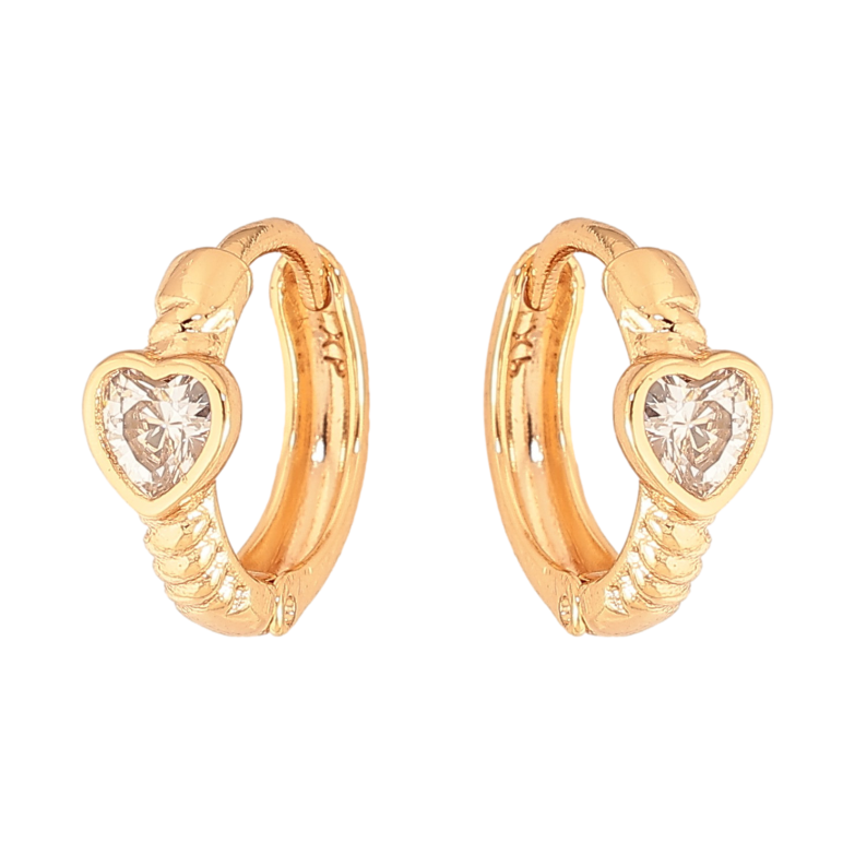 Серьги Xuping цвет Позолота 18К колечки "Сердечки с кристаллами" фото №1
