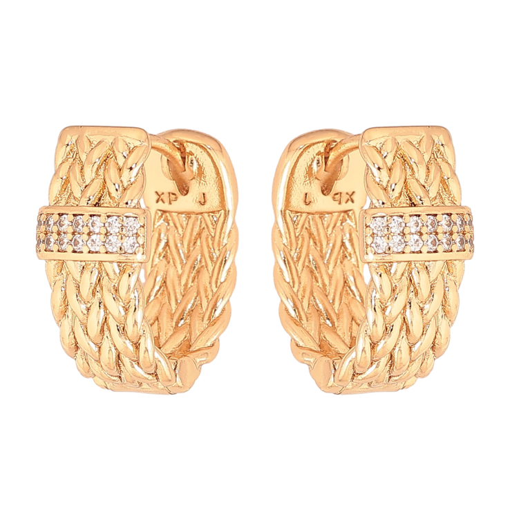 Серьги Xuping цвет Позолота 18К колечки "Узор с кристаллами" фото №15