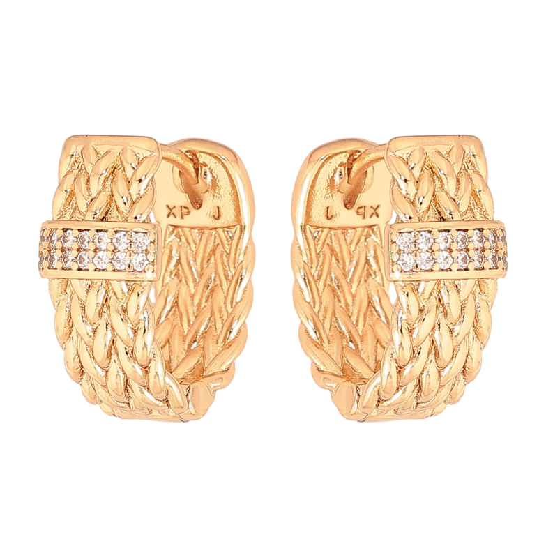 Серьги Xuping цвет Позолота 18К колечки "Узор с кристаллами" фото №1 Серьги Xuping цвет Позолота 18К колечки "Узор с кристаллами" фото №1