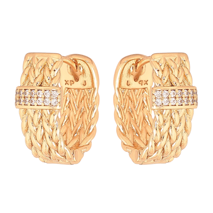 Серьги Xuping цвет Позолота 18К колечки "Узор с кристаллами" фото №1 Серьги Xuping цвет Позолота 18К колечки "Узор с кристаллами" фото №1