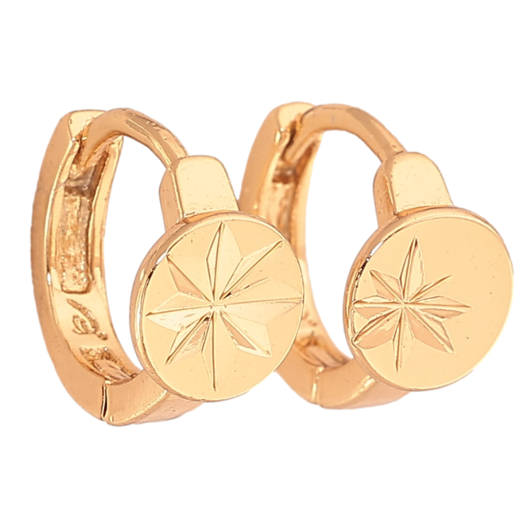 Сережки Xuping колір Позолота 18К колечка "Декоративний візерунок" фото №8