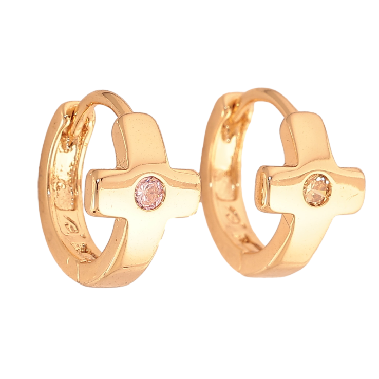 Серьги Xuping цвет Позолота 18К колечки "Крестики с кристаллами" Кристаллы разного цвета! фото №22