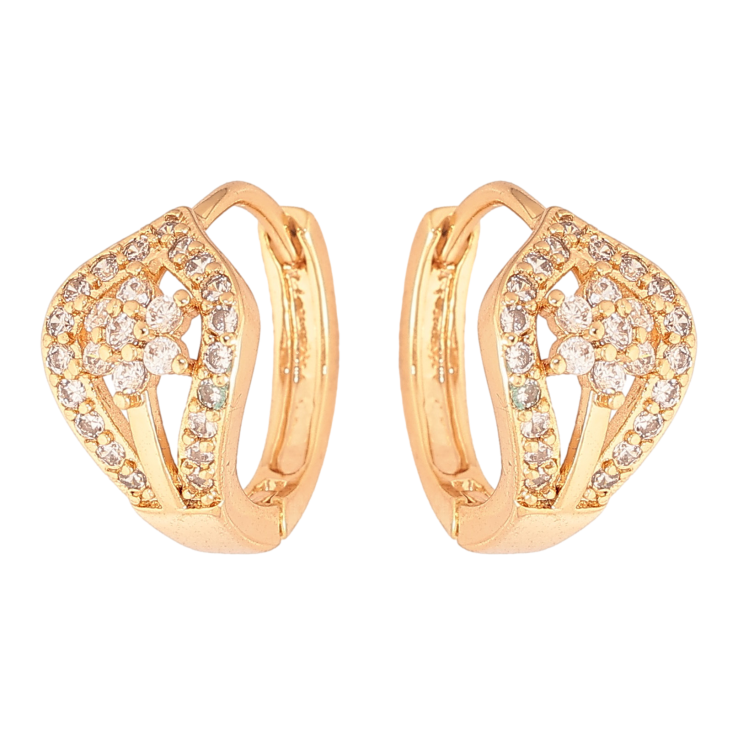 Сережки Xuping колір Позолота 18К колечка "Візерунок з кристалами" фото №12