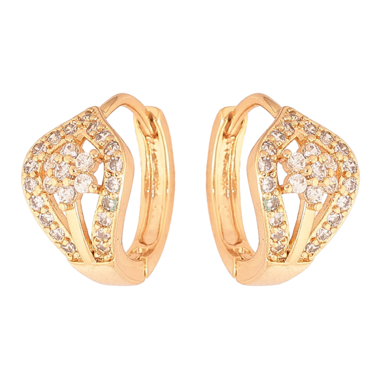 Сережки Xuping колір Позолота 18К колечка "Візерунок з кристалами" фото №2