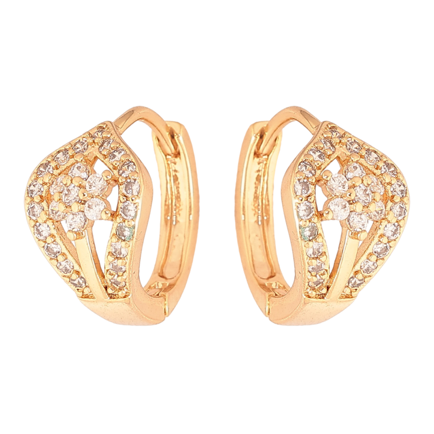 Сережки Xuping колір Позолота 18К колечка "Візерунок з кристалами" фото №1