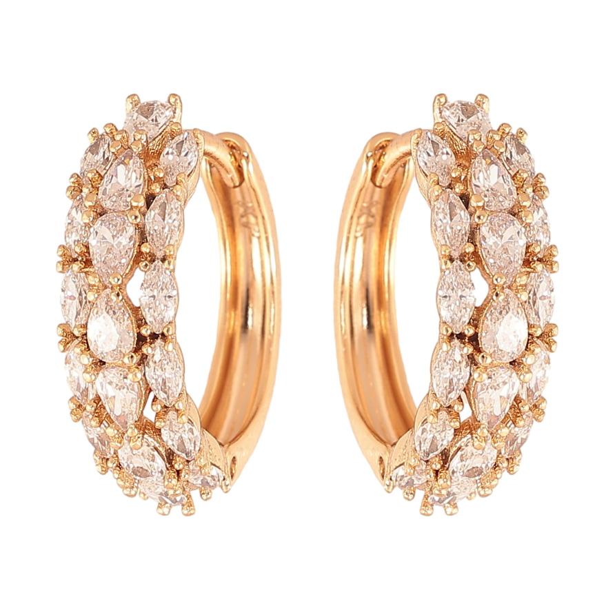 Серьги Xuping цвет Позолота 18К колечки "Узор с кристаллами" фото №1 Серьги Xuping цвет Позолота 18К колечки "Узор с кристаллами" фото №1