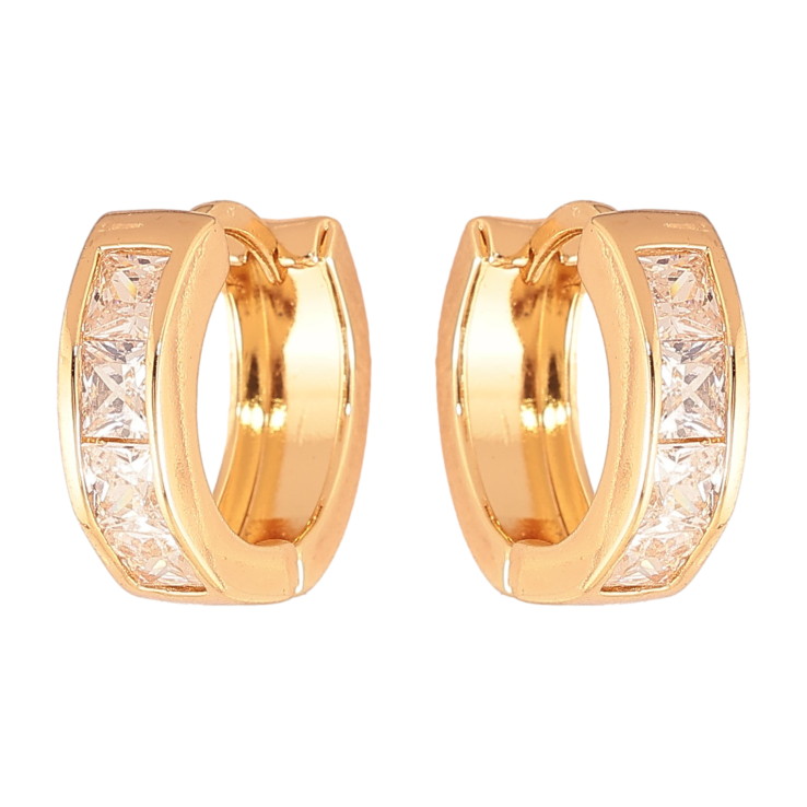 Сережки Xuping колір Позолота 18К колечка "Доріжки кристалів" фото №25