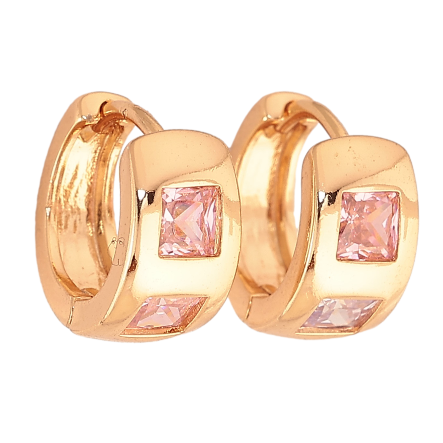 Сережки Xuping колір Позолота 18К колечка "Візерунок з кольоровими кристалами" фото №1